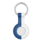 A.at8.5.22 Main Blue & White (No Logo) StrapsCo Rubber Bicolor Keyring Apple AirTag Holder Protective Case