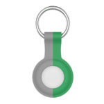 A.at8.7.11 Main Grey & Green (No Logo) StrapsCo Rubber Bicolor Keyring Apple AirTag Holder Protective Case