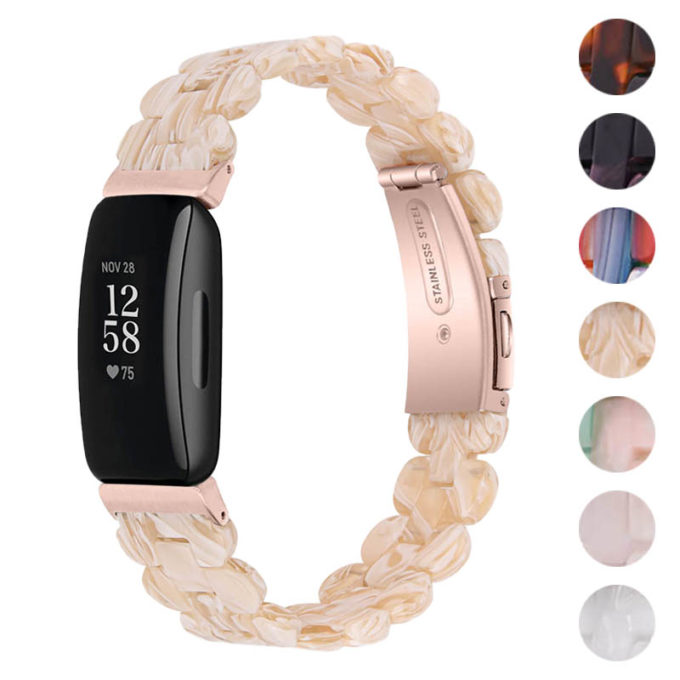fb.m140 Gallery beige StrapsCo Resin Band for Fitbit Inspire 2