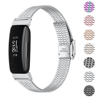 fb.m142 Gallery Silver StrapsCo Modern Metal band for Fitbit Inspire 2