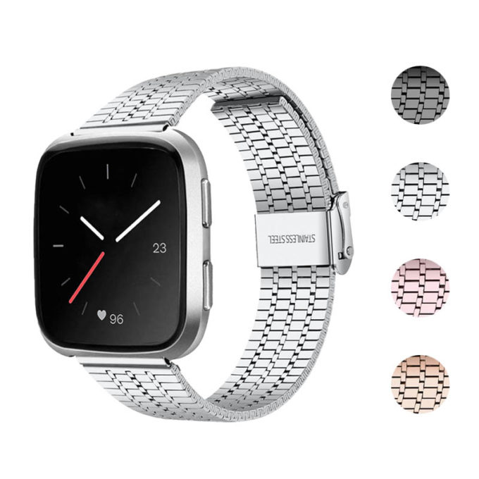 Fb.m143 Gallery (Silver) StrapsCo Modern Metal Band For Fitbit Versa & Versa 2