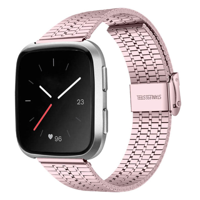 Fb.m143.pg Main Pink Gold StrapsCo Modern Metal Band For Fitbit Versa & Versa 2