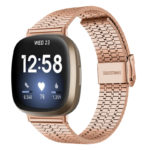 fb.m144.rg Main Rose Gold StrapsCo Modern Metal Band for Fitbit Versa 3