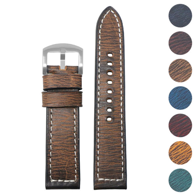 ks5.3 Gallery Oak Vintage Distressed Leather Quick Release Watch Band Strap 18mm 20mm 22mm 24mm