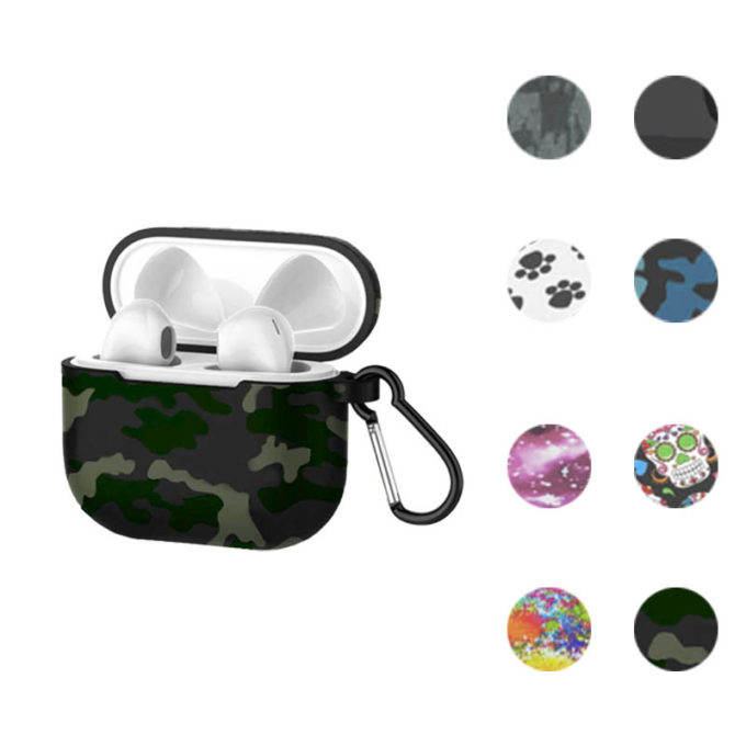 a.ap1 .11 Gallery Green Camo StrapsCo Pattern Silicone Rubber Case Cover for Apple AirPods Pro