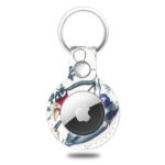 a.at5 .22 Main Floral White StrapsCo Floral Pattern Leatherette Keychain Holder for Apple AirTag