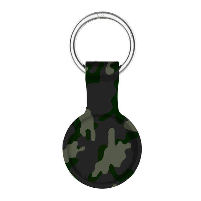 a.at9 .11 Back Green Camo StrapsCo Silicone Rubber Pattern Keyring Holder for Apple AirTag