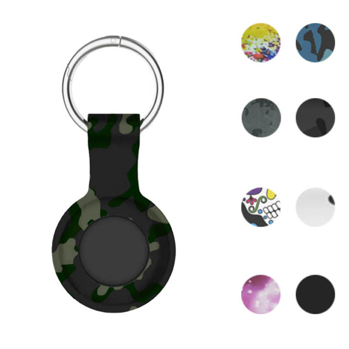 a.at9 .11 Gallery Green Camo StrapsCo Silicone Rubber Pattern Keyring Holder for Apple AirTag