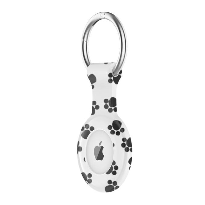 a.at9 .d Angle Paw Print StrapsCo Silicone Rubber Pattern Keyring Holder for Apple AirTag