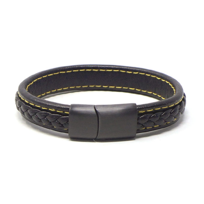 bx1.1.10.mb Main Black Yellow StrapsCo Braided Leather Bracelet with Black Clasp