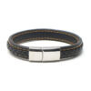 bx1.1.12.ps Main StrapsCo Black Orange Braided Leather Bracelet with Silver Clasp