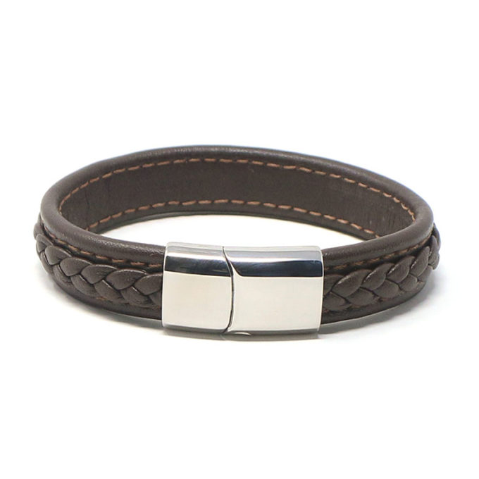 bx1.2.2.ps Main Brown StrapsCo Braided Leather Bracelet with Silver Clasp