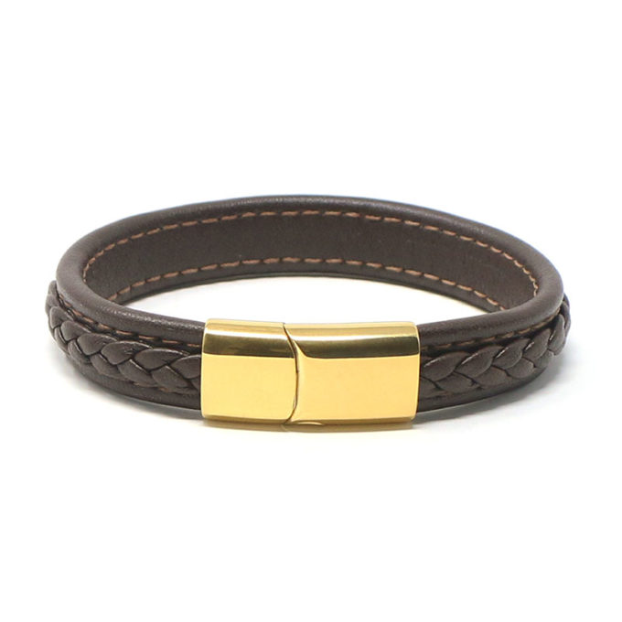 bx1.2.2.yg Main Brown StrapsCo Braided Leather Bracelet with Yellow Gold Clasp