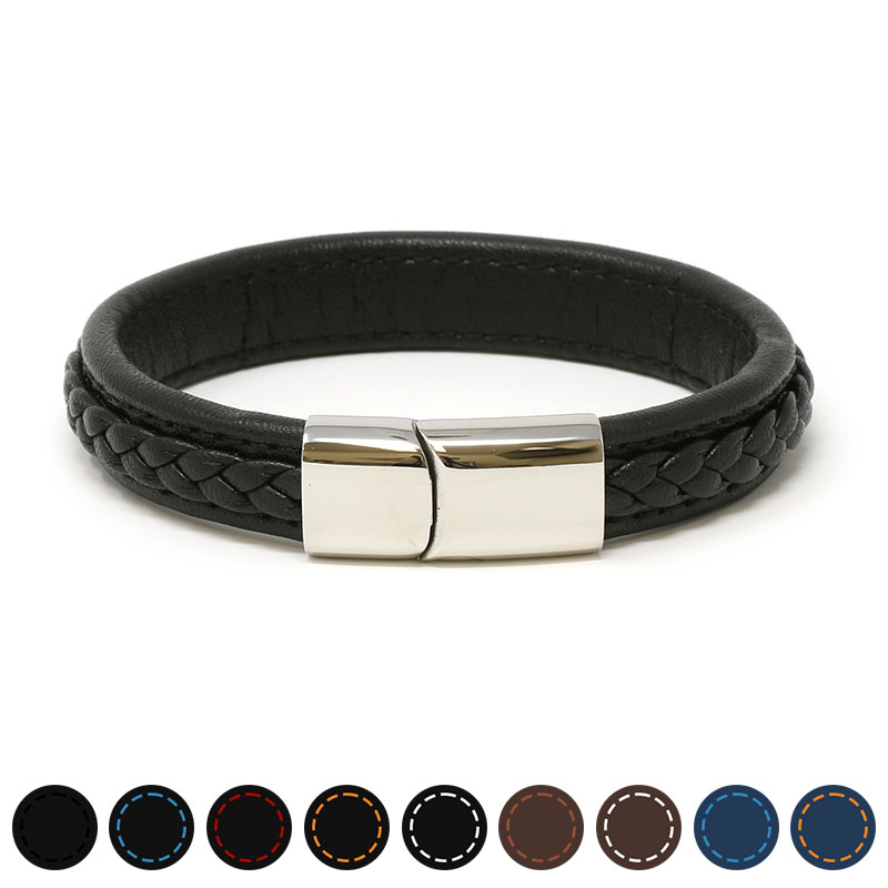 Korean Style Leather Bracelet for Men Clasp Genuine Leather Braided Multi  Layer Wrap Black Bracelet For