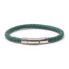 bx3.11.ps Main Green StrapsCo Leather Bolo Bracelet with Silver Clasp