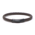 Bx3.2.mb Main Brown (Brushed Black Clasp) StrapsCo Leather Bolo Bracelet