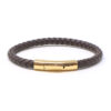bx3.2.yg Main Brown StrapsCo Leather Bolo Bracelet with Yellow Gold Clasp
