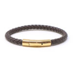 bx3.2.yg Main Brown StrapsCo Leather Bolo Bracelet with Yellow Gold Clasp