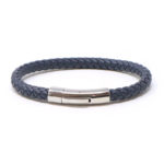 bx3.5.ps Main Blue StrapsCo Leather Bolo Bracelet with Silver Clasp