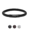 Bx3.mb Gallery (Black) (Brushed Black Clasp) StrapsCo Leather Bolo Bracelet