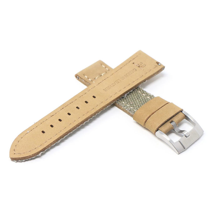 ds21.11.bs Cross Green with Brushed Silver Buckle DASSARI Vintage Canvas Strap Distressed Watch Strap Band 20mm 22mm 24mm