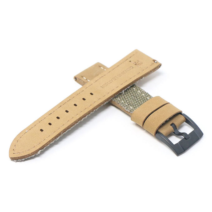 ds21.11.mb Cross Green with Black Buckle DASSARI Vintage Canvas Strap Distressed Watch Strap Band 20mm 22mm 24mm