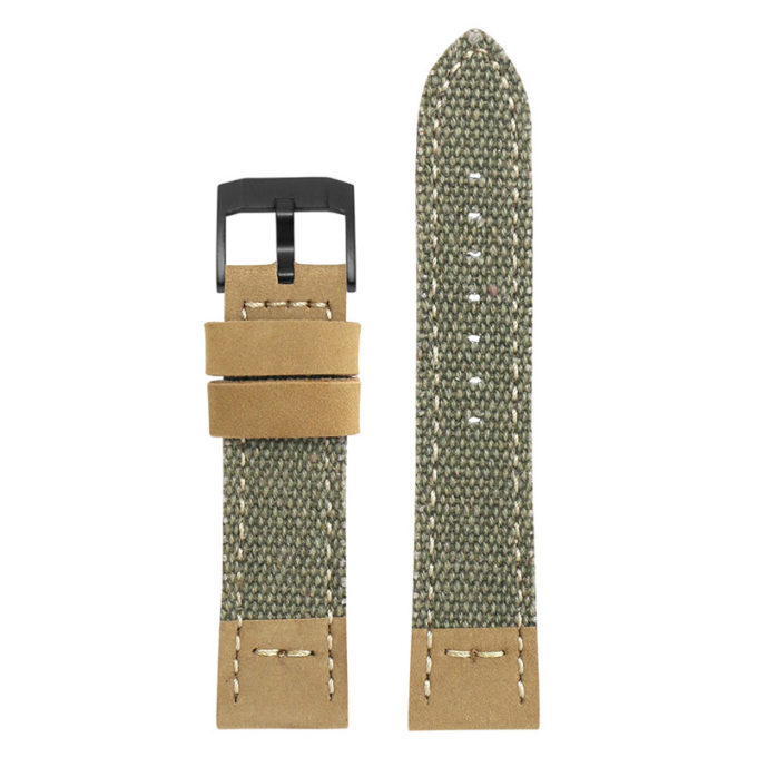 ds21.11.mb Main Green with Black Buckle DASSARI Vintage Canvas Strap Distressed Watch Strap Band 20mm 22mm 24mm