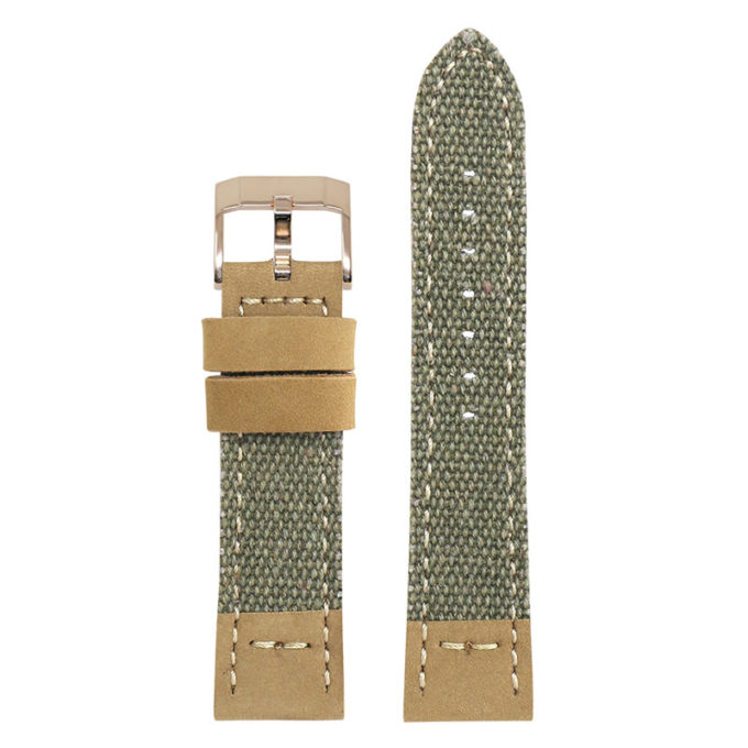ds21.11.rg Main Green with Rose Gold Buckle DASSARI Vintage Canvas Strap Distressed Watch Strap Band 20mm 22mm 24mm
