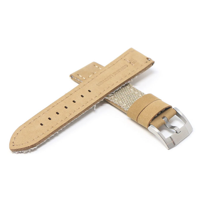 ds21.17.bs Cross Beige with Brushed Silver Buckle DASSARI Vintage Canvas Strap Distressed Watch Strap Band 20mm 22mm 24mm