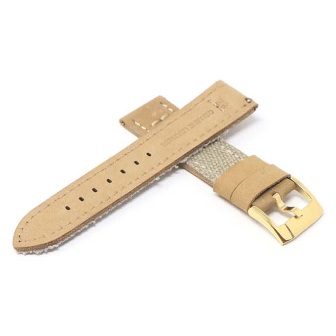 ds21.17.yg Cross Beige with Yellow Gold Buckle DASSARI Vintage Canvas Strap Distressed Watch Strap Band 20mm 22mm 24mm