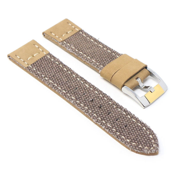ds21.2.2t Angle Brown with Silver Yellow Gold Buckle DASSARI Vintage Canvas Strap Distressed Watch Strap Band 20mm 22mm 24mm