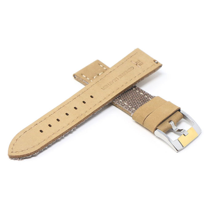 ds21.2.2t Cross Brown with Silver Yellow Gold Buckle DASSARI Vintage Canvas Strap Distressed Watch Strap Band 20mm 22mm 24mm