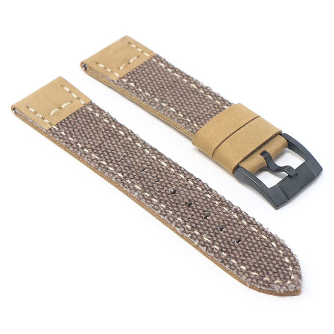ds21.2.mb Angle Brown with Black Buckle DASSARI Vintage Canvas Strap Distressed Watch Strap Band 20mm 22mm 24mm