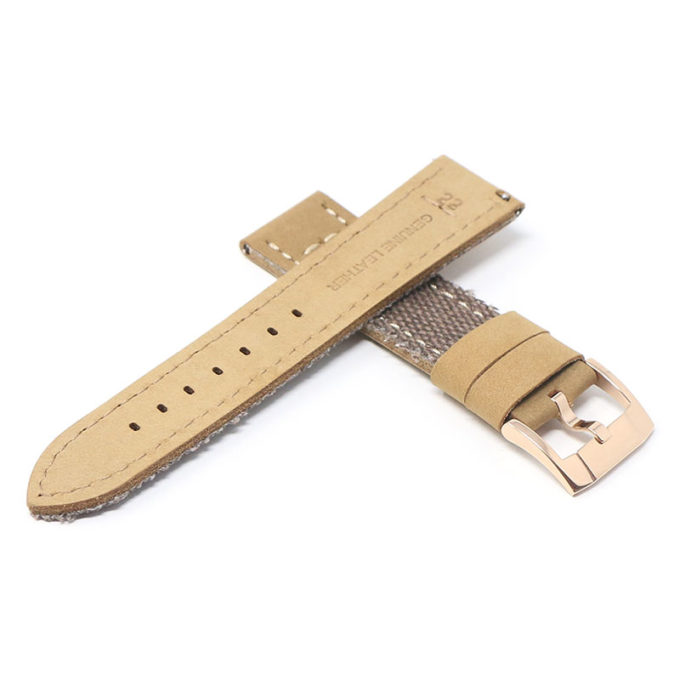 ds21.2.rg Cross Brown with Rose Gold Buckle DASSARI Vintage Canvas Strap Distressed Watch Strap Band 20mm 22mm 24mm