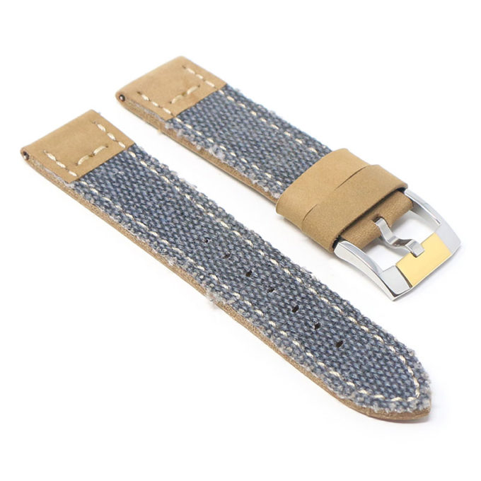 ds21.5.2t Angle Blue with Silver Yellow Gold Buckle DASSARI Vintage Canvas Strap Distressed Watch Strap Band 20mm 22mm 24mm