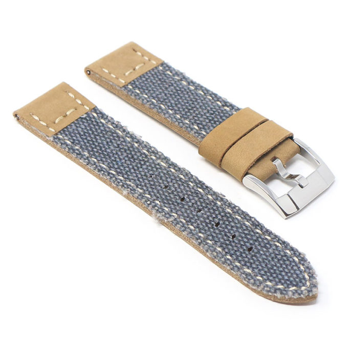 ds21.5.ps Angle Blue with Polished Silver Buckle DASSARI Vintage Canvas Strap Distressed Watch Strap Band 20mm 22mm 24mm