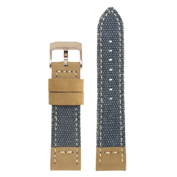 ds21.5.rg Main Blue with Rose Gold Buckle DASSARI Vintage Canvas Strap Distressed Watch Strap Band 20mm 22mm 24mm