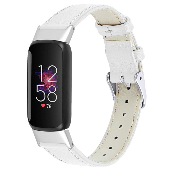 fb.l44.22 Main White StrapsCo Smooth Leather Band for Fitbit Luxe Genuine Leather Strap Band