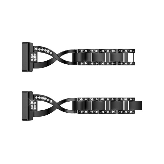 fb.m137.mb Up Black StrapsCo Metal Alloy and Rhinestone Bracelet with X Links for Fitbit Sense Versa 3
