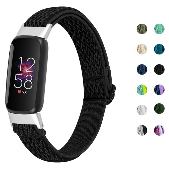 fb.ny35 Gallery Black StrapsCo Adjustable Nylon Strap for Fitbit Luxe Nylon Canvas Strap Band