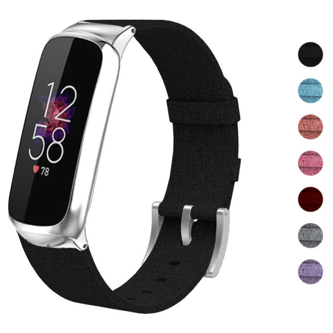 fb.ny38 Gallery Black StrapsCo Canvas Strap for Fitbit Luxe Nylon Canvas Strap Band