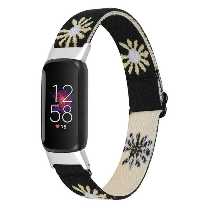 fb.ny40.d3 Main Flower Power Black StrapsCo Patterned Nylon Strap for Fitbit Luxe