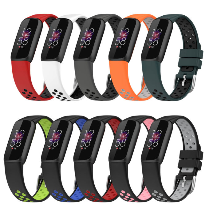 fb.r68 All Color Perforated Rubber Sport Strap for Fitbit Luxe Silicone