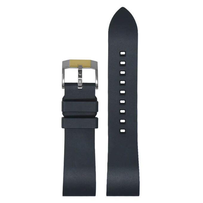 fk2.1.2t Main Black Silver Yellow Gold Buckle DASSARI Smooth FKM Rubber Quick Release Watch Strap with Brushed Silver Buckle