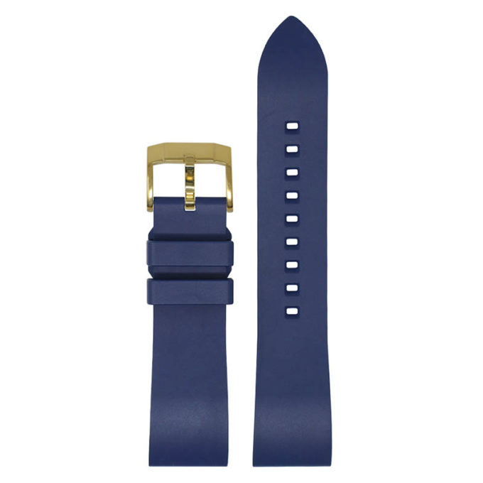 fk2.5.yg Main Blue Yellow Gold Buckle DASSARI Smooth FKM Rubber Quick Release Watch Strap with Brushed Silver Buckle