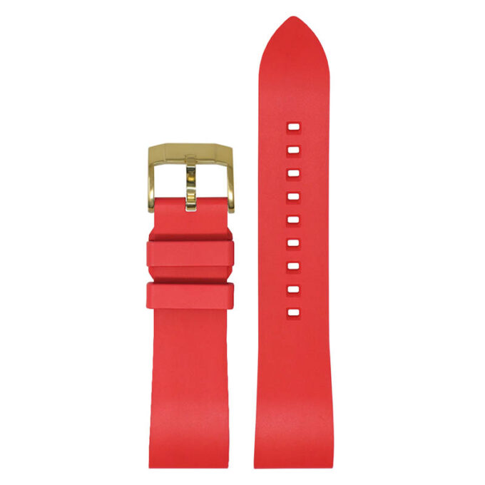 fk2.6.yg Main Red Yellow Gold Buckle DASSARI Smooth FKM Rubber Quick Release Watch Strap with Brushed Silver Buckle