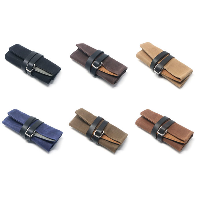 wr6 All Color StrapsCo Waxed Canvas Watch Roll for 4 Watches Nylon Leather