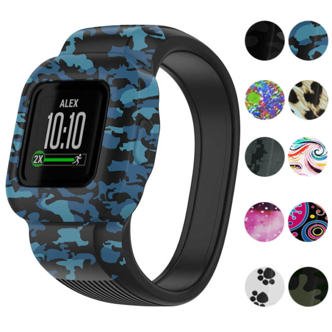 g.r59 Gallery Blue Camo StrapsCo Silicone Strap for Garmin Vivofit Jr. 3 Rubber Watch Band