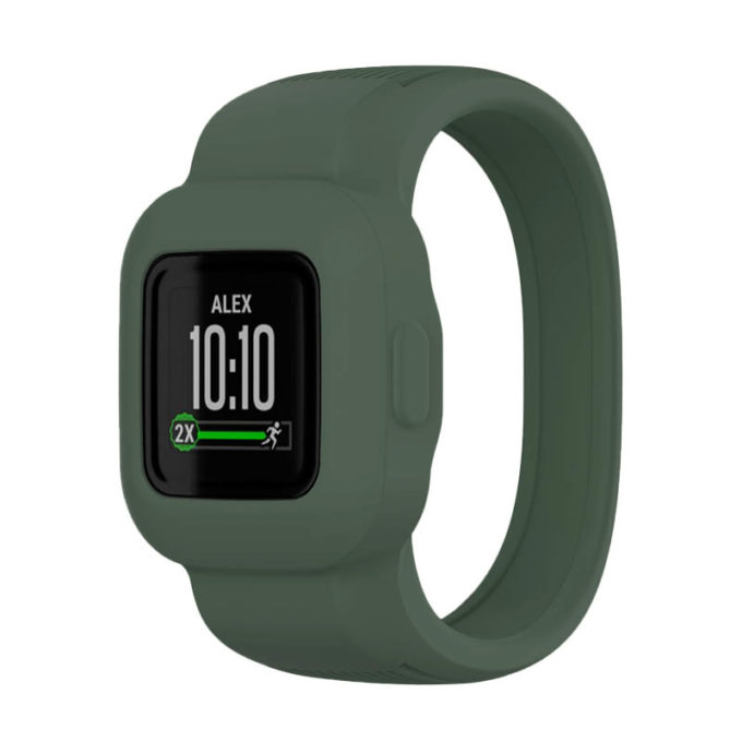 g.r60.11b Main Dark Green StrapsCo Rubber Band for Garmin Vivofit Jr. 3 Silicone Watch Strap