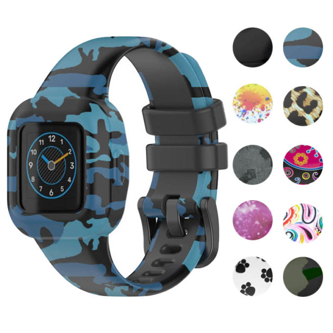 g.r66 Gallery Blue Camo StrapsCo Silicone Band for Garmin Vivofit Jr. 3 Rubber Watch Strap